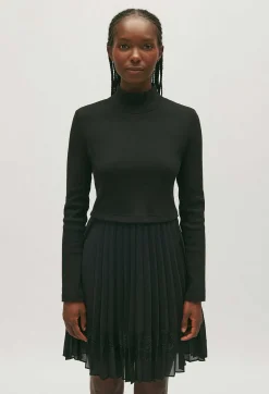 Robe Twist Courte Plissee Noire^Claudie Pierlot Shop