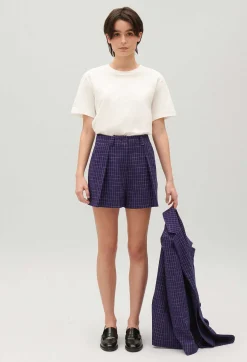 Short Carreaux Indigo^Claudie Pierlot Cheap