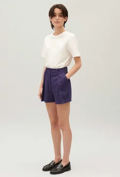 Short Carreaux Indigo^Claudie Pierlot Cheap