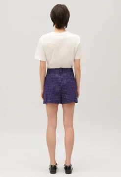 Short Carreaux Indigo^Claudie Pierlot Cheap