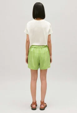 Short Fluide Rayures Matcha^Claudie Pierlot Shop