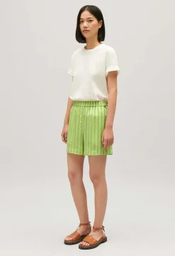 Short Fluide Rayures Matcha^Claudie Pierlot Shop