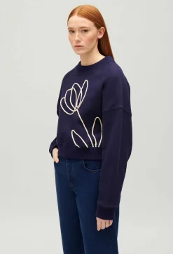 Sweatshirt Broderie Fleur Marine^Claudie Pierlot New
