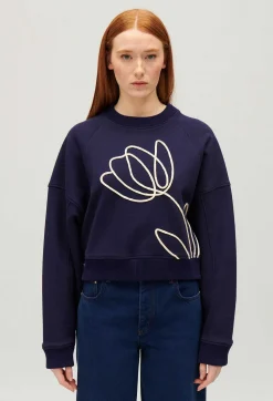 Sweatshirt Broderie Fleur Marine^Claudie Pierlot New