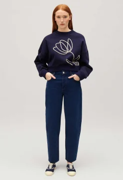 Sweatshirt Broderie Fleur Marine^Claudie Pierlot New