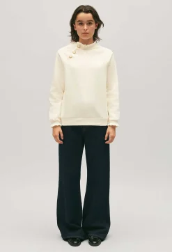 Sweatshirt Tape Col Boutonne Ivoire^Claudie Pierlot Store