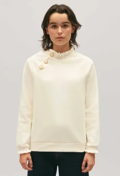 Sweatshirt Tape Col Boutonne Ivoire^Claudie Pierlot Store