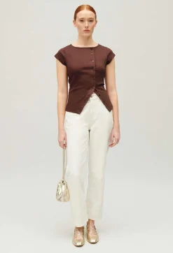 Top Boutonne Asymetrique Marron^Claudie Pierlot Online