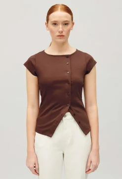 Top Boutonne Asymetrique Marron^Claudie Pierlot Online