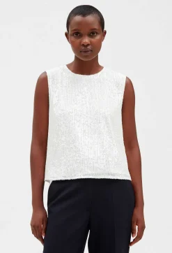 Top Sans Manches Sequins Ecru^Claudie Pierlot Store