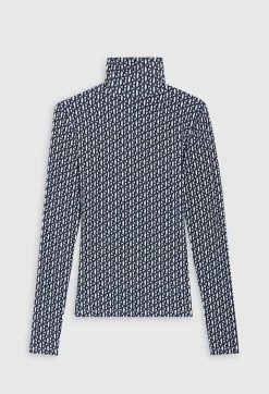 T-Shirt Col Roule Monogramme Bleu^Claudie Pierlot Best Sale