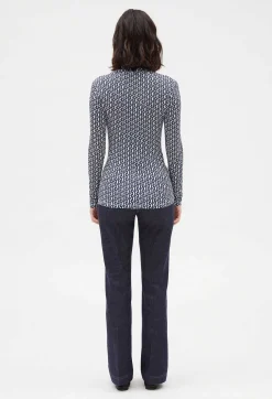 T-Shirt Col Roule Monogramme Bleu^Claudie Pierlot Best Sale