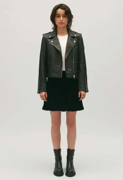 Veste Cuir Graine Noir^Claudie Pierlot Store