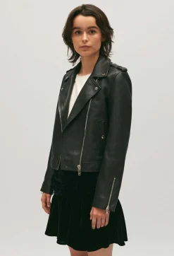 Veste Cuir Graine Noir^Claudie Pierlot Store