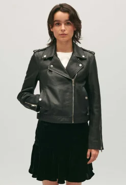 Veste Cuir Graine Noir^Claudie Pierlot Store