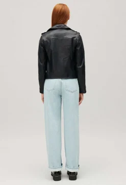Veste En Cuir Lisse Bleu Marine^Claudie Pierlot Outlet