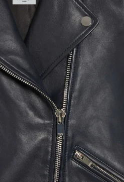 Veste En Cuir Lisse Bleu Marine^Claudie Pierlot Outlet
