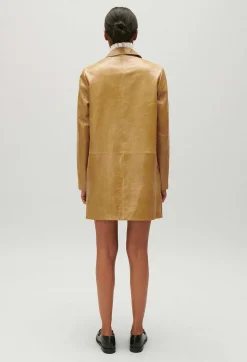 Veste Longue Cuir Jaune Ocre^Claudie Pierlot Shop
