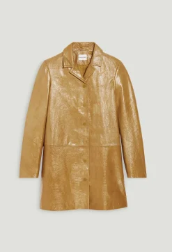 Veste Longue Cuir Jaune Ocre^Claudie Pierlot Shop