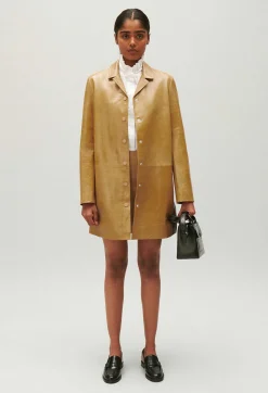 Veste Longue Cuir Jaune Ocre^Claudie Pierlot Shop